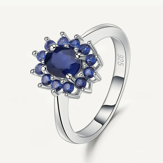 Gem's Ballet 1.89Ct Natural Blue Sapphire Gemstones Ring 925 Sterling Silver Vintage Flowers Rings For Women Gift Fine Jewelry