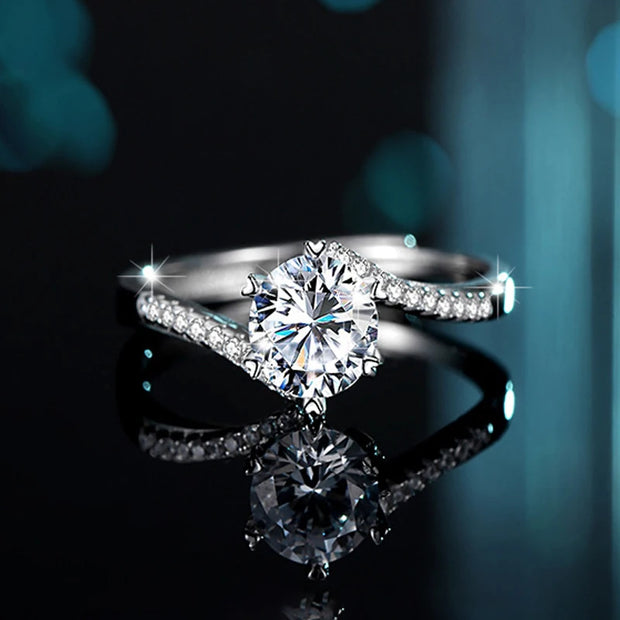 COSFIX 2023 Moissanite Diamond Rings For Couple 1ct Round Cut Women Moissanite Diamond Ring Wedding Moissanite Rings For Men
