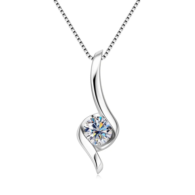 Timeless Brilliance – RAPRGOLD Moissanite Sterling Silver Pendant Necklace