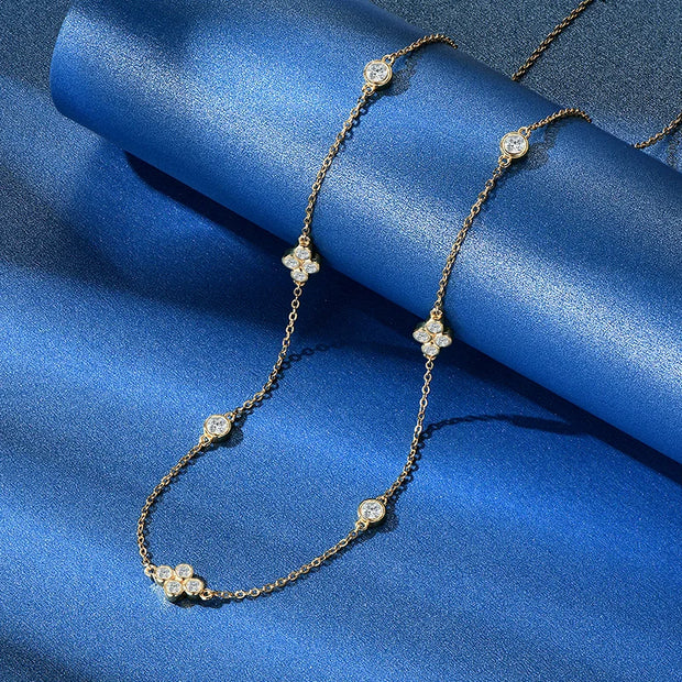 RAPRGOLD Moissanite Pendant Choker Necklaces Collar 925 Sterling Silver Clavicle Chain Necklace For Women Jewellry Wedding Gifts