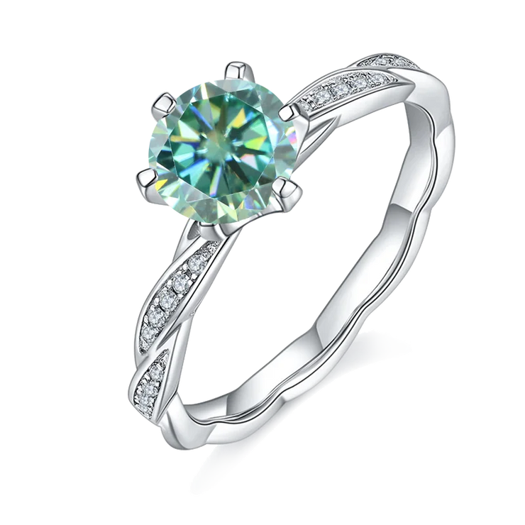 GEM'S BALLET 6.5mm 1.0Ct Pink Blue Yellow Moissanite Diamond Ring 925 Sterling Silver Wedding Rings For Women Fine Jewelry