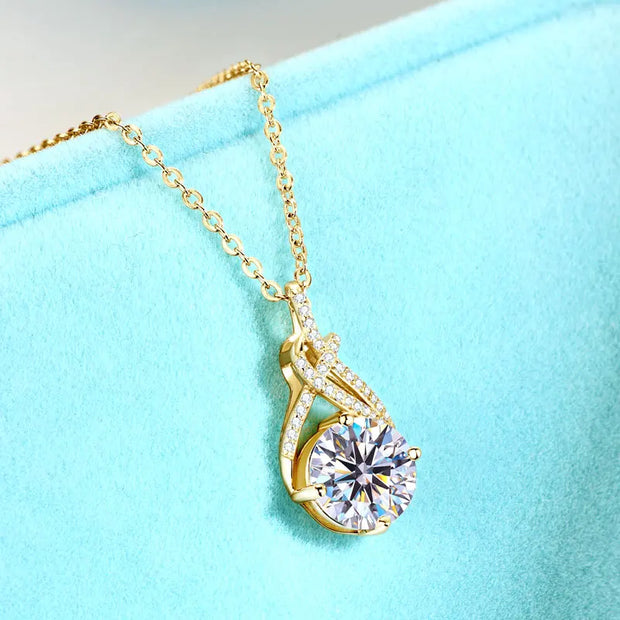 RAPRGOLD 2ct Moissanite Waterdrop Pendant Necklace