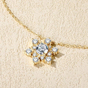 RAPRGOLD Round Cut Moissanite Snowflake Pendant Necklaces for Women Solid 925 Sterling Silver Chains Wedding Jewelry Gift collar