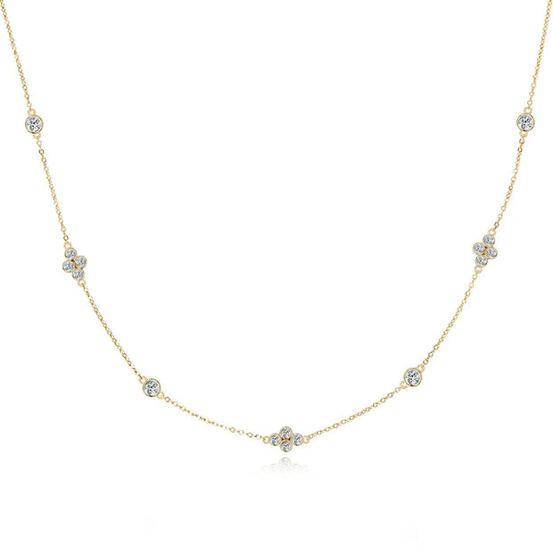 RAPRGOLD Moissanite Pendant Choker Necklaces Collar 925 Sterling Silver Clavicle Chain Necklace For Women Jewellry Wedding Gifts