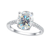 GEM'S BALLET AU750 585 14K 10K 18K Gold 925 Silver Moissanite Ring 3.0CT Oval Cut Halo Pave Set Moissanite Engagement Ring