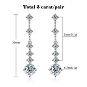 FEOBUR 3CT Moissanite Drop Earrings - 925 Silver