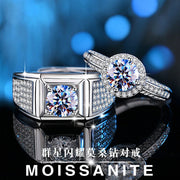 COSFIX 2023 Moissanite Diamond Rings For Couple 1ct Round Cut Women Moissanite Diamond Ring Wedding Moissanite Rings For Men