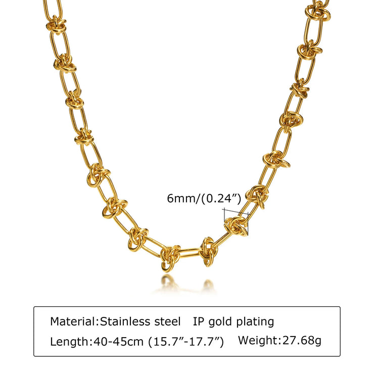 Chunky Paperclip Chain Necklace For Women, Stainless Steel 14k G0ld Plated