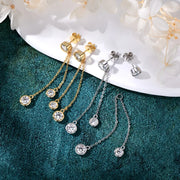 Sterling Silver Moissanite Tassel Stud Earrings