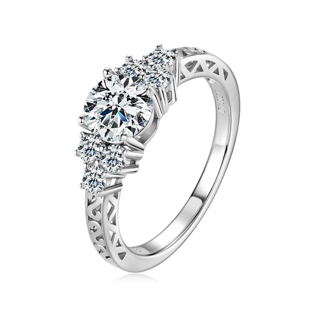 Tapered Trellis Five Stone Moissanite Ring