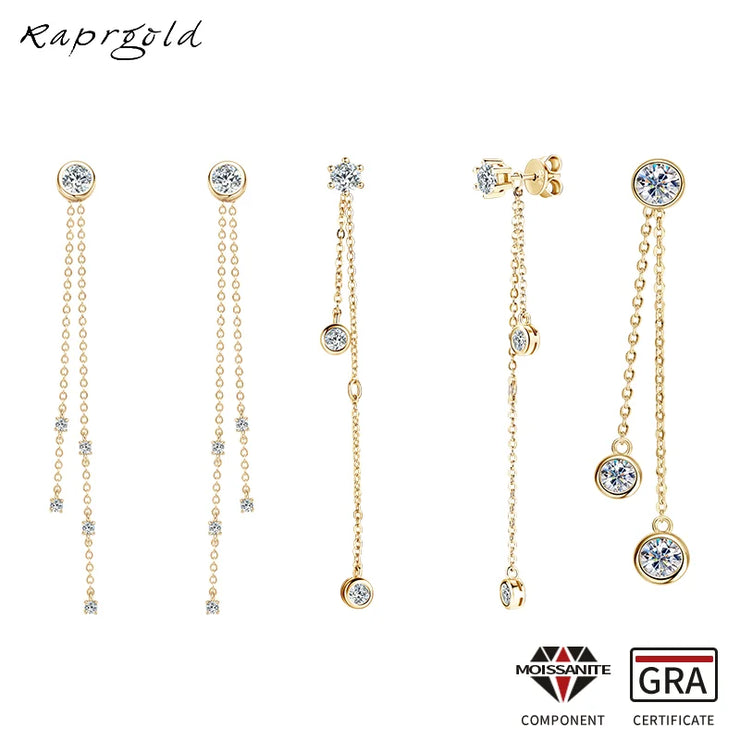 Sterling Silver Moissanite Tassel Stud Earrings
