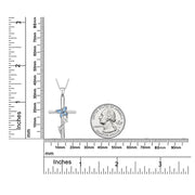 RAPRGOLD 925 Sterling Silver Butterfly Cross Necklace Marquise Cut Blue Cubic Zirconia Pendant Necklaces Fashion Jewelry Gifts