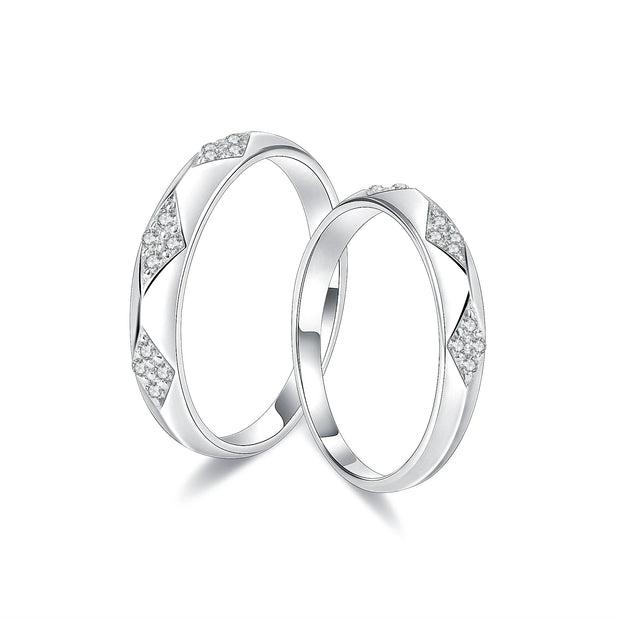 GEM'S BALLET 925 Sterling Silver Couple Ring Set Moissanite Ring Wedding Band Moissanite Matching Rings For Him For Her