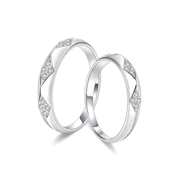 GEM'S BALLET 925 Sterling Silver Couple Ring Set Moissanite Ring Wedding Band Moissanite Matching Rings For Him For Her