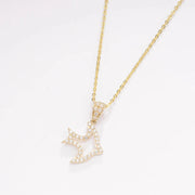 Raprgold 14K Solid Gold Cubic Zirconia Animal Pendant with 925 Silver Link Chain 20'' Delicate Necklace In The Shape Of A Fish