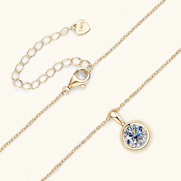 GRA Certified 2ct Moissanite Round Pendant Necklace