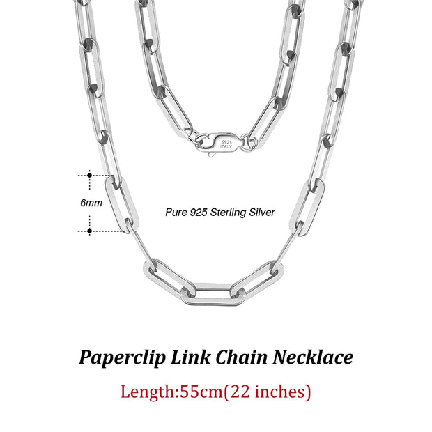 ORSA JEWELS 14K Gold Plated Genuine 925 Sterling Silver Paperclip Neck Chain 6/9.3/12mm Link Necklace for Women Men Jewelry SC39