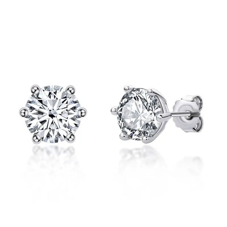 GEM'S BALLET Gold & Silver Moissanite Stud Earrings – Timeless Sparkle
