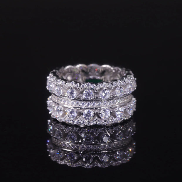 GEM'S BALLET Art Deco Green Emerald Statement Ring