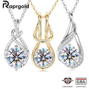 RAPRGOLD 2.0CT Moissanite Classic Pendant Necklace