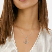 RAPRGOLD Round Moissanite Anchor Pendant Necklace S925 Sterling Silver Fashion Exquisite Necklaces for Men Women Jewelry Gifts
