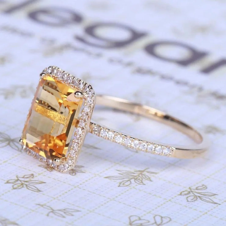 WEGARSTI Natural Yellow Citrine Silver Ring