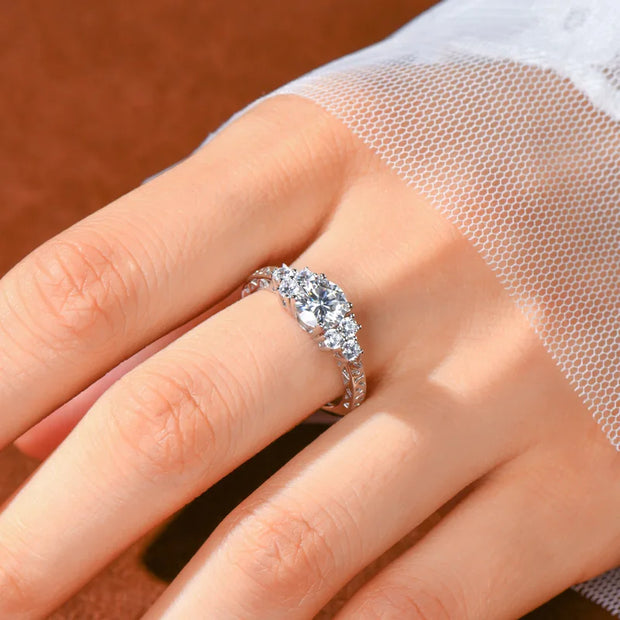 Tapered Trellis Five Stone Moissanite Ring