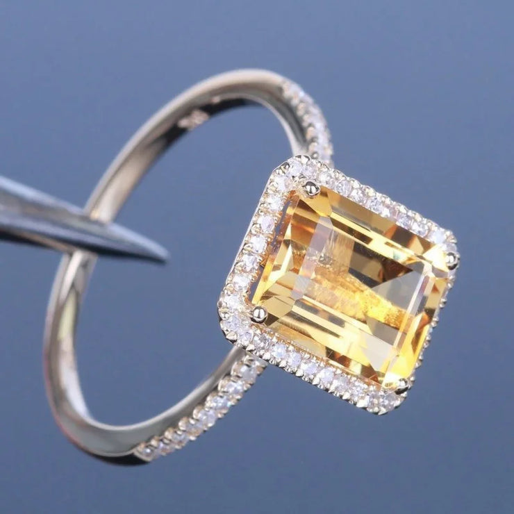 WEGARSTI Natural Yellow Citrine Silver Ring