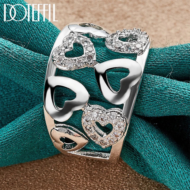 DOTEFFIL 925 Sterling Silver Heart Zircon Ring – Timeless Elegance