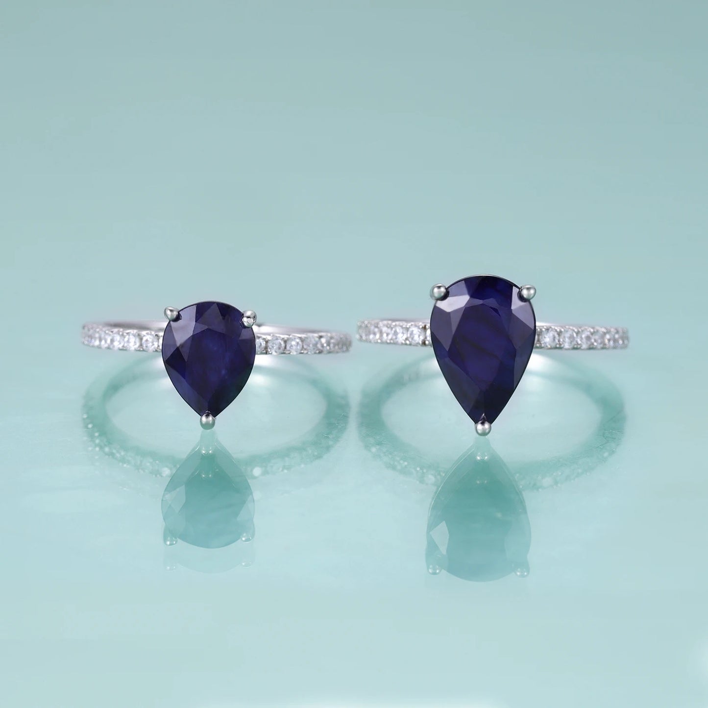 GEM'S BALLET Pear-Shaped Blue Sapphire Engagement Ring – Timeless Elegance