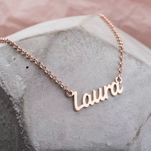Personalised Custom Name Necklace for Women Cursive Letter Pendant Stainless Steel Jewelry Men Chain Choker Collar Personalizado
