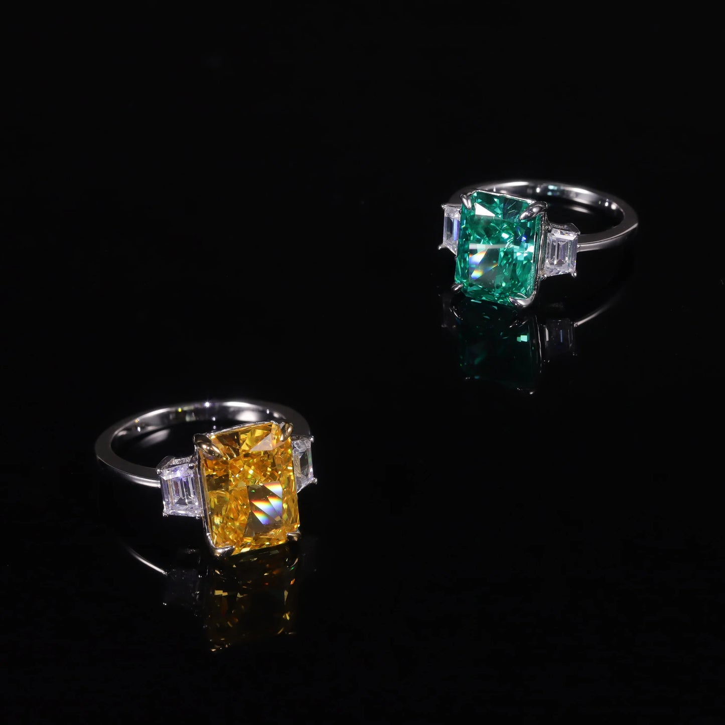 GEM'S BALLET 925 Sterling Silver Handmade Cocktail Ring Diamond-fire CZ- Fancy Vivid Yellow Gemstone Engagement Rings