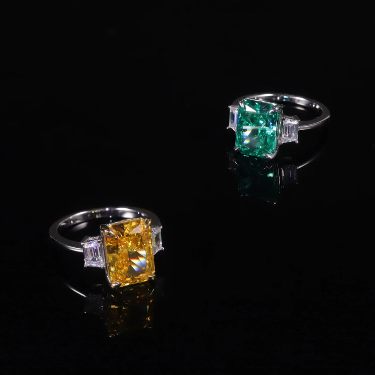 GEM'S BALLET Fancy Vivid Yellow CZ Engagement Ring – Radiant Elegance
