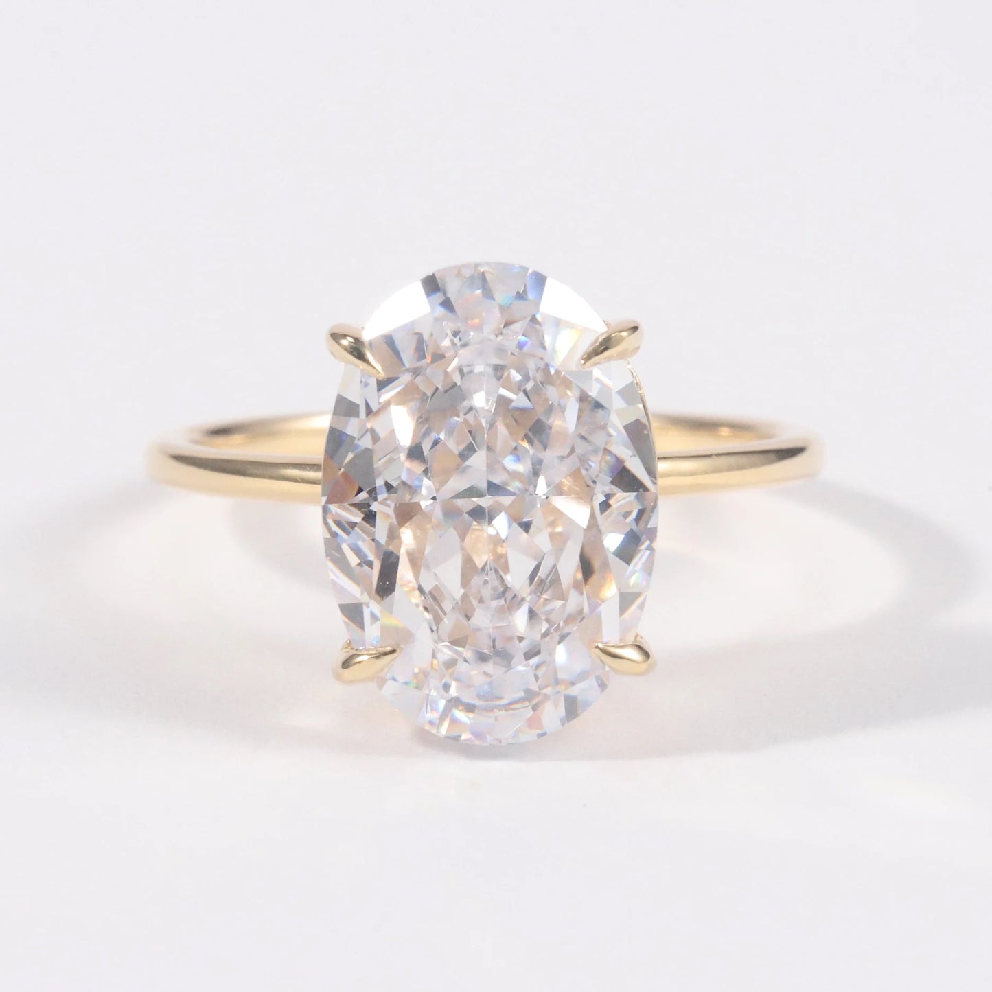 GEM'S BALLET Solid 9K-18K Gold Oval Radiant Cut CZ Engagement Ring – Timeless Elegance