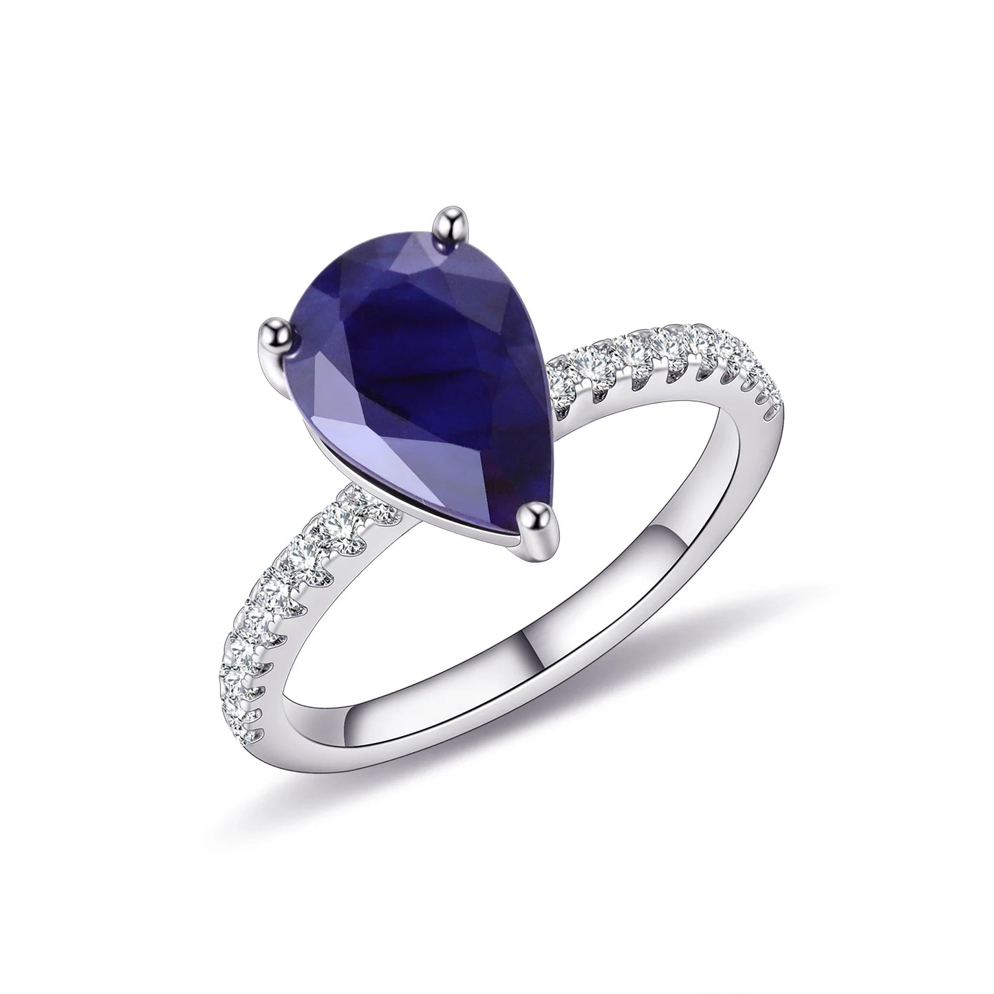 GEM'S BALLET Pear-Shaped Blue Sapphire Engagement Ring – Timeless Elegance