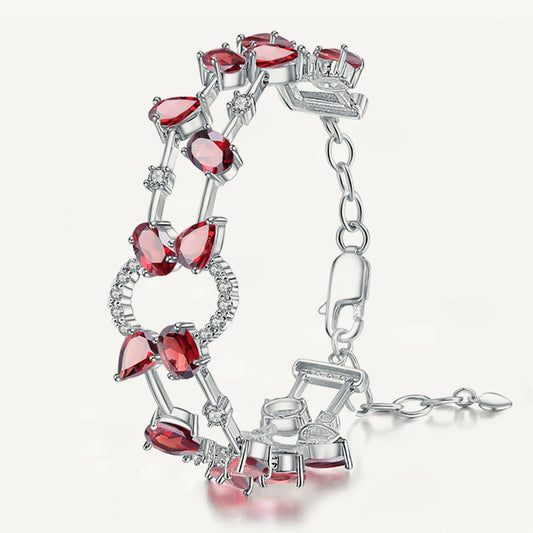 GEM'S BALLET 14.74Ct Natural Red Garnet Gemstone Link Bracelet 925 Sterling Silver Bracelets & Bangles for Women Wedding Jewelry