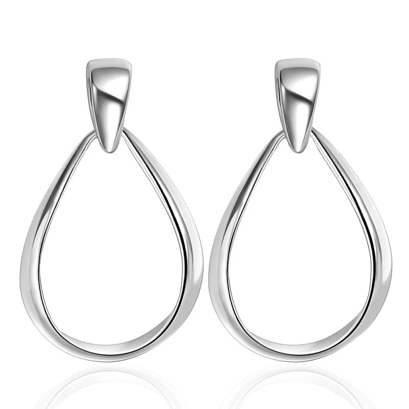 DOTEFFIL 925 Sterling Silver Classic Big Circle Drop Charm Earrings Women Party Gift Fashion Wedding Engagement Jewelry