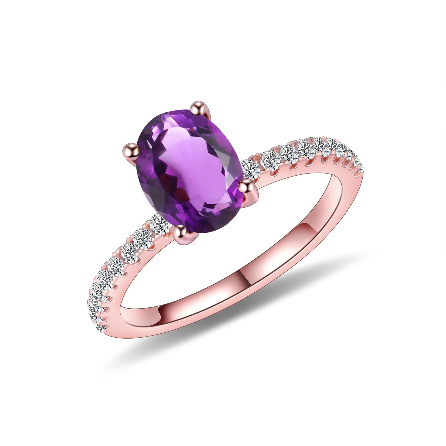 GEM'S BALLET Vintage Amethyst Gemstone Engagement Ring 925 Sterling Silver Rose Gold Rings For Women Birthstone Jewelry