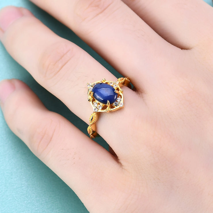 GEM'S BALLET Dainty Blue Lindy Star Sapphire Ring – Vintage Elegance