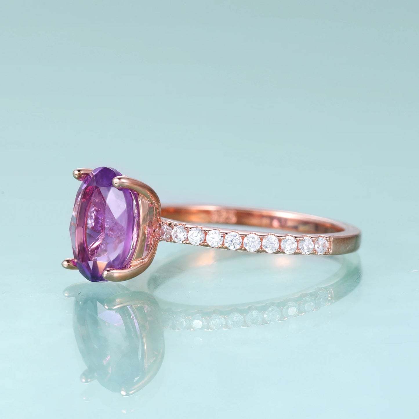 GEM'S BALLET Vintage Amethyst Gemstone Engagement Ring 925 Sterling Silver Rose Gold Rings For Women Birthstone Jewelry