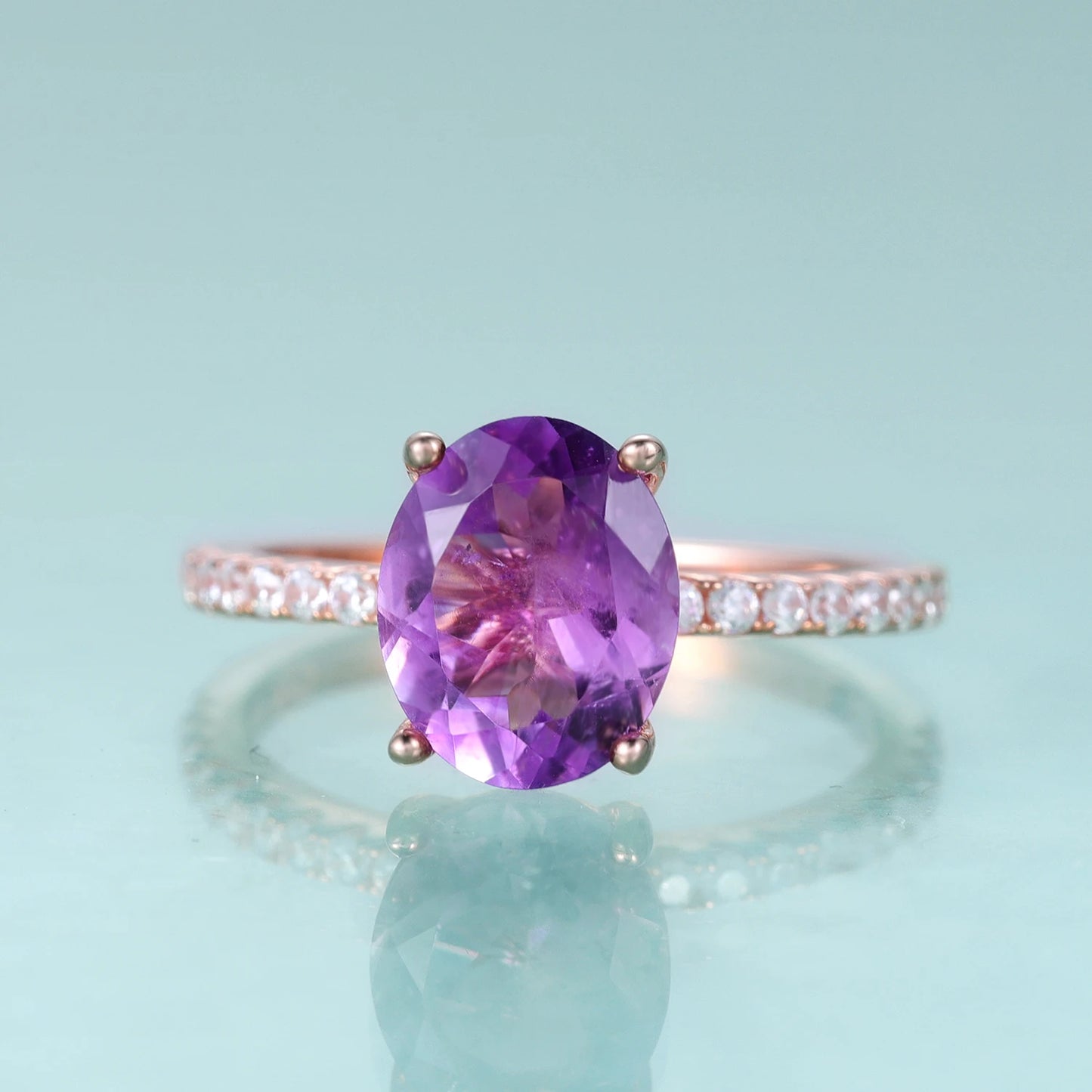 GEM'S BALLET Vintage Amethyst Gemstone Engagement Ring 925 Sterling Silver Rose Gold Rings For Women Birthstone Jewelry