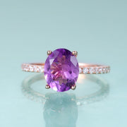 GEM'S BALLET Vintage Amethyst Gemstone Engagement Ring 925 Sterling Silver Rose Gold Rings For Women Birthstone Jewelry