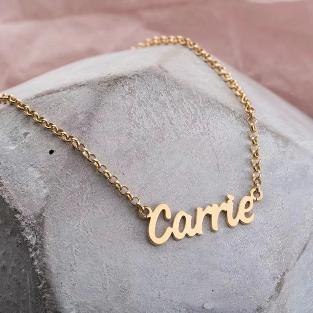 Personalised Custom Name Necklace for Women Cursive Letter Pendant Stainless Steel Jewelry Men Chain Choker Collar Personalizado