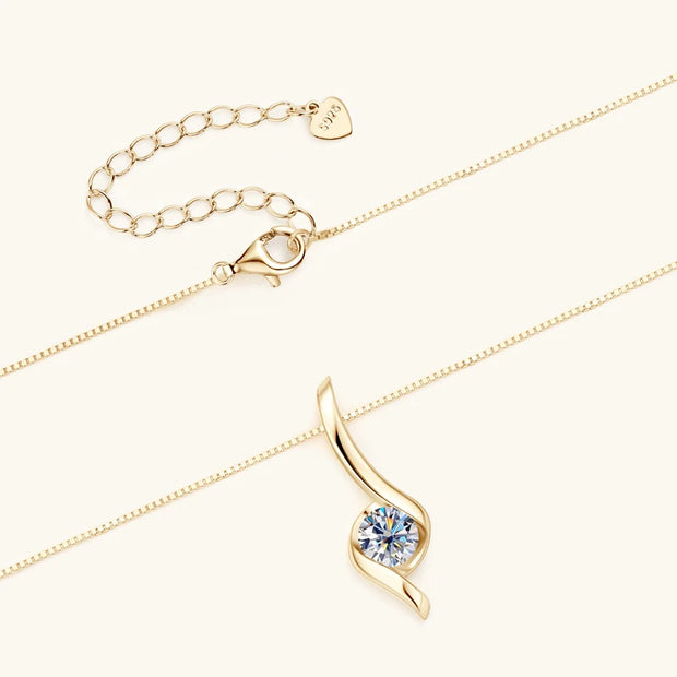 Timeless Brilliance – RAPRGOLD Moissanite Sterling Silver Pendant Necklace