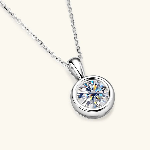 GRA Certified 2ct Moissanite Round Pendant Necklace