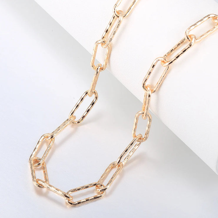 20/24inch 585 Rose Gold Color Necklace For Women Girls Paperclip Link Chain Necklace Vintage Jewelry Gifts CN60