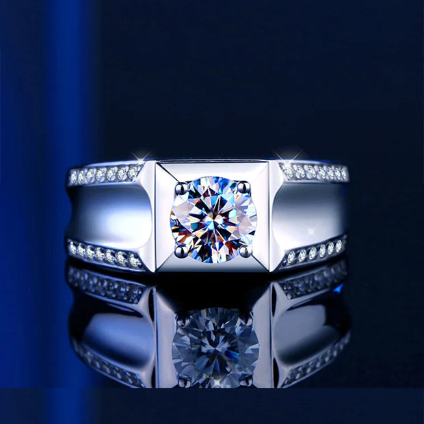 COSFIX 2023 Moissanite Diamond Rings For Couple 1ct Round Cut Women Moissanite Diamond Ring Wedding Moissanite Rings For Men