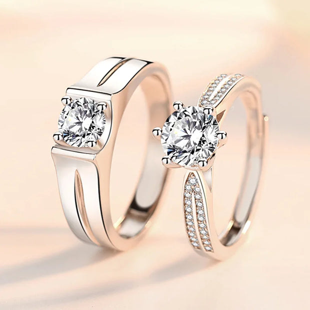 COSFIX 2023 Moissanite Diamond Rings For Couple 1ct Round Cut Women Moissanite Diamond Ring Wedding Moissanite Rings For Men