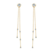 Sterling Silver Moissanite Tassel Stud Earrings