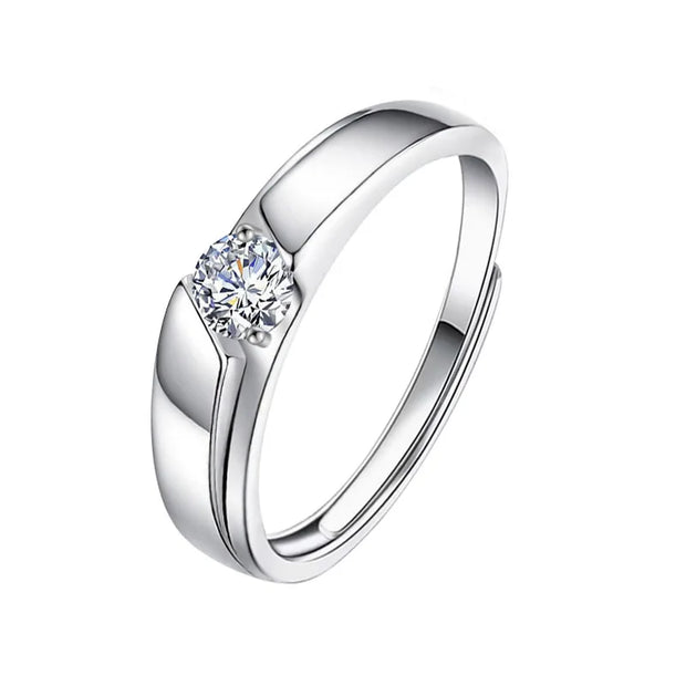 925 Silver Moissanite Couple Rings Wedding Engagement Bands for his and hers engagement bands Moissanite rings open and adjustab